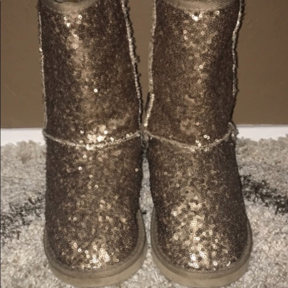Gold sequin boots.